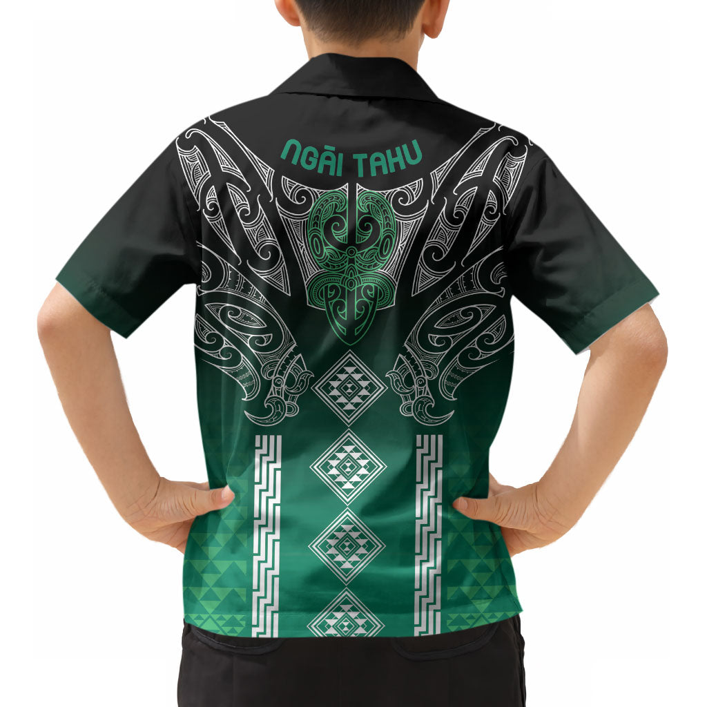 Aotearoa Maori Iwi Heritage Kid Hawaiian Shirt Ngai Tahu Pounamu Green