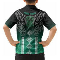 Aotearoa Maori Iwi Heritage Kid Hawaiian Shirt Ngai Tahu Pounamu Green