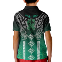 Aotearoa Maori Iwi Heritage Kid Polo Shirt Ngai Tahu Pounamu Green