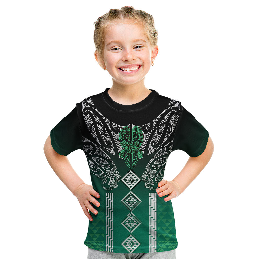 Aotearoa Maori Iwi Heritage Kid T Shirt Ngai Tahu Pounamu Green