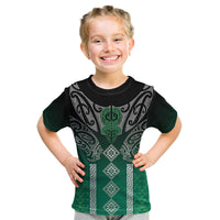 Aotearoa Maori Iwi Heritage Kid T Shirt Ngai Tahu Pounamu Green