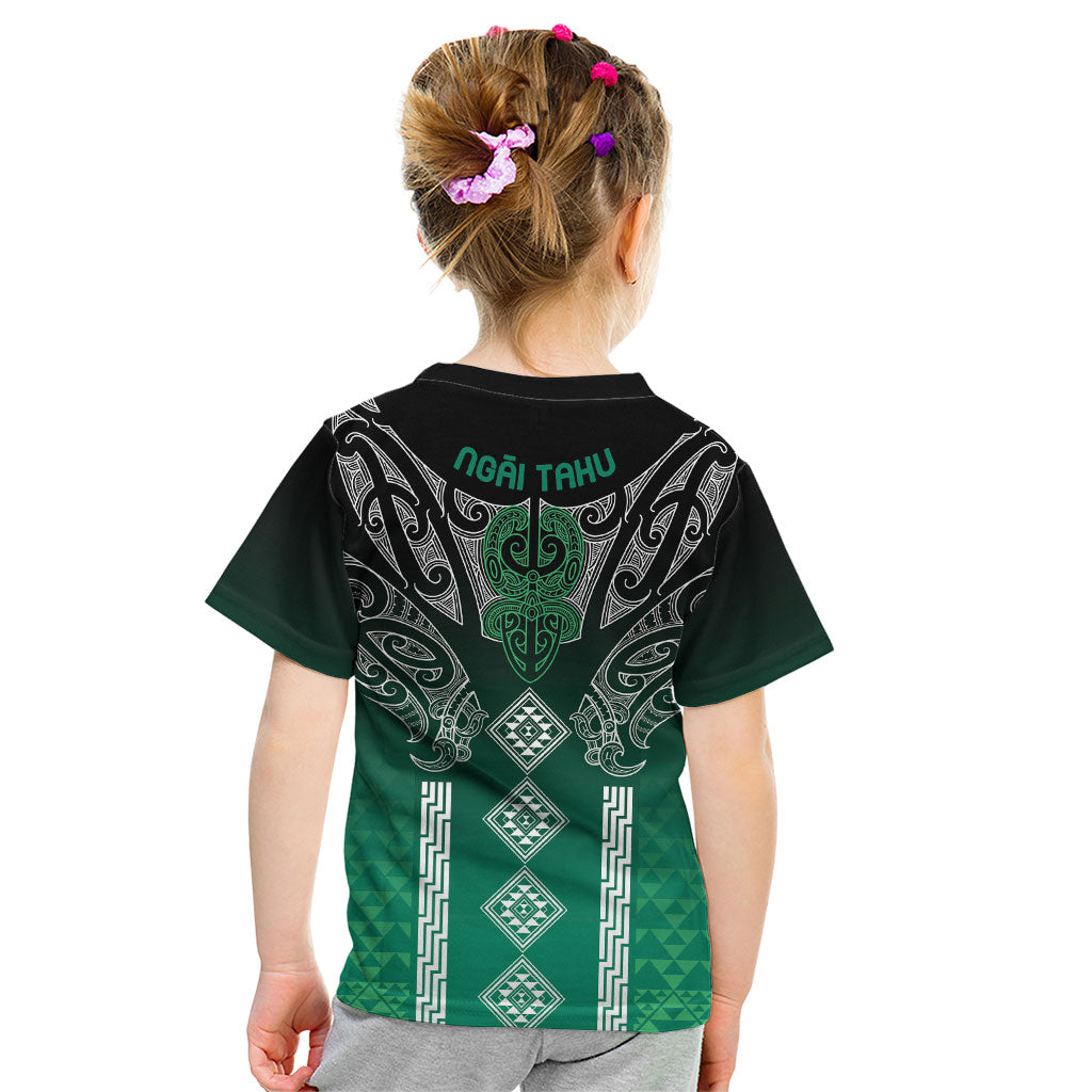 Aotearoa Maori Iwi Heritage Kid T Shirt Ngai Tahu Pounamu Green