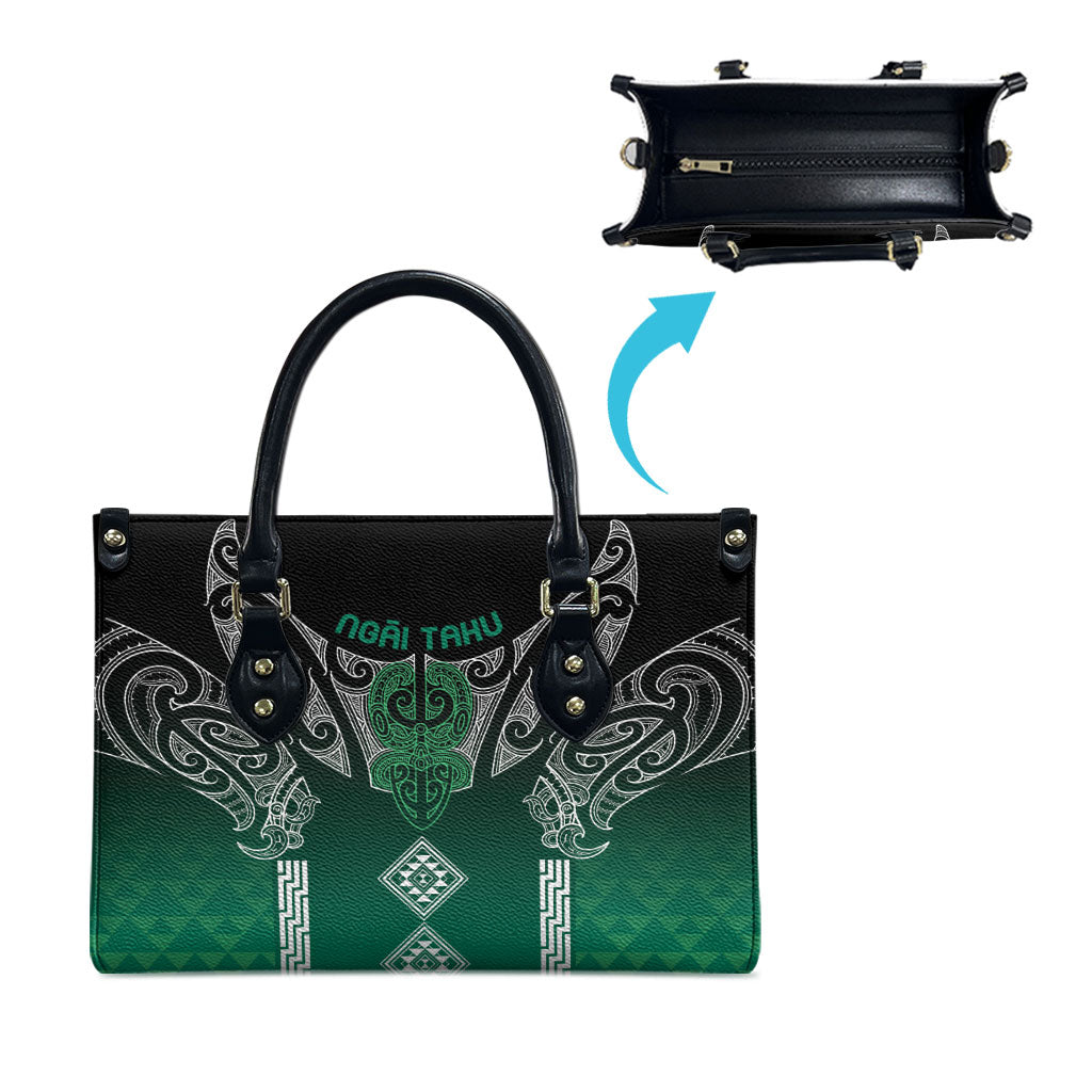 Aotearoa Maori Iwi Heritage Leather Bag Ngai Tahu Pounamu Green