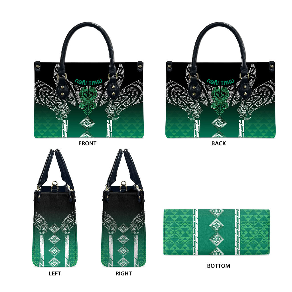 Aotearoa Maori Iwi Heritage Leather Bag Ngai Tahu Pounamu Green