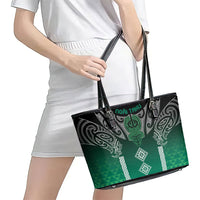 Aotearoa Maori Iwi Heritage Leather Tote Bag Ngai Tahu Pounamu Green