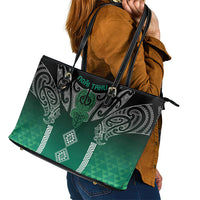 Aotearoa Maori Iwi Heritage Leather Tote Bag Ngai Tahu Pounamu Green