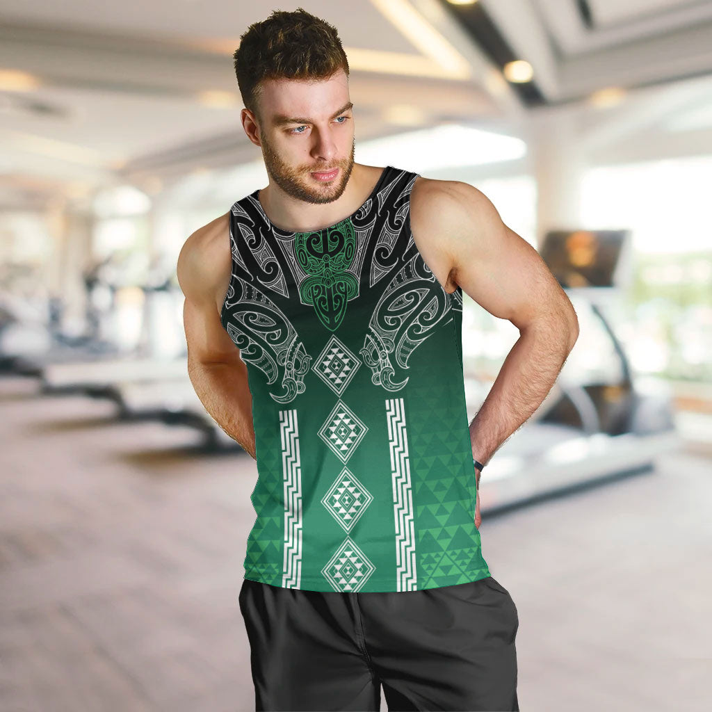 Aotearoa Maori Iwi Heritage Men Tank Top Ngai Tahu Pounamu Green