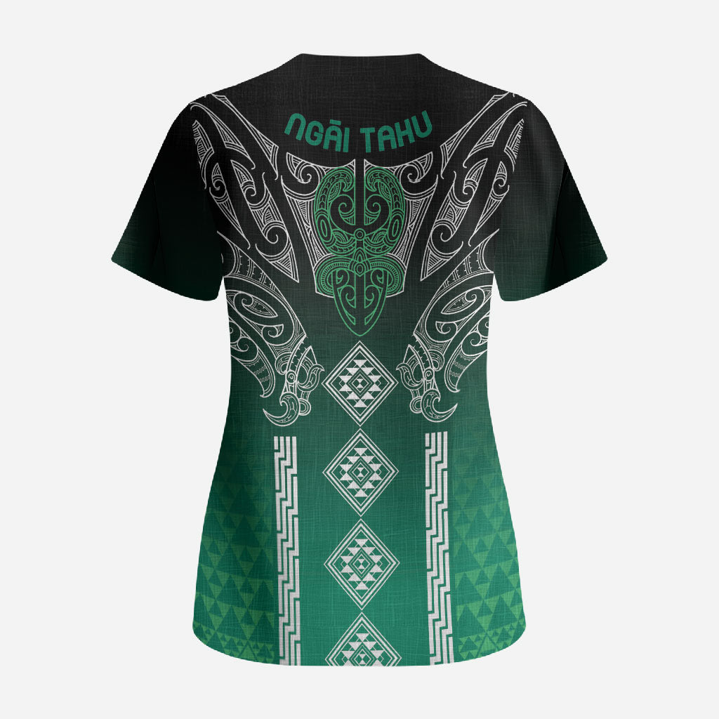 Aotearoa Maori Iwi Heritage Scrub Top Ngai Tahu Pounamu Green
