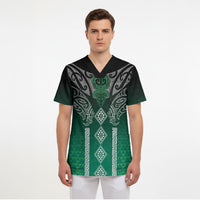Aotearoa Maori Iwi Heritage Scrub Top Ngai Tahu Pounamu Green