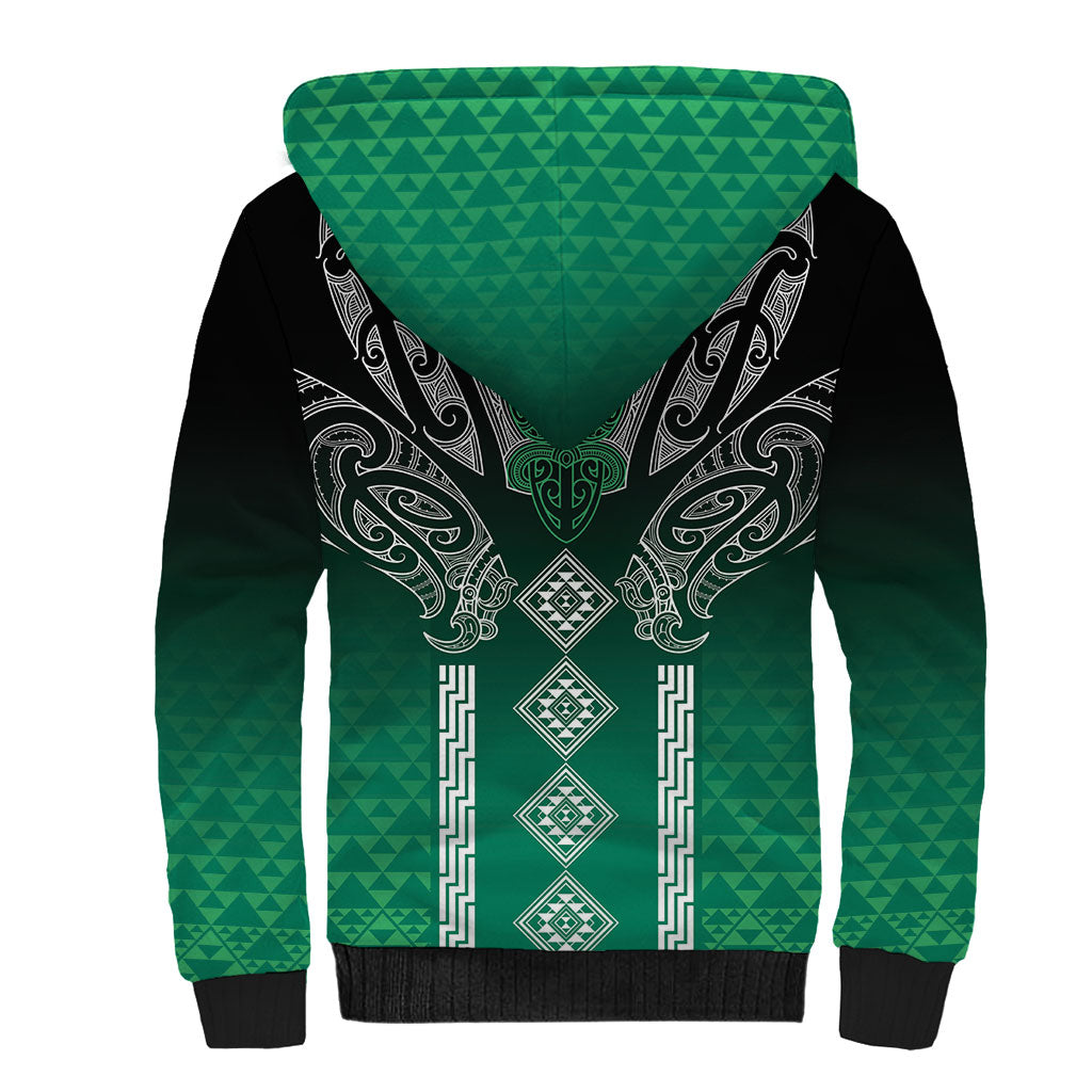 Aotearoa Maori Iwi Heritage Sherpa Hoodie Ngai Tahu Pounamu Green