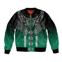 Aotearoa Maori Iwi Heritage Sleeve Zip Bomber Jacket Ngai Tahu Pounamu Green