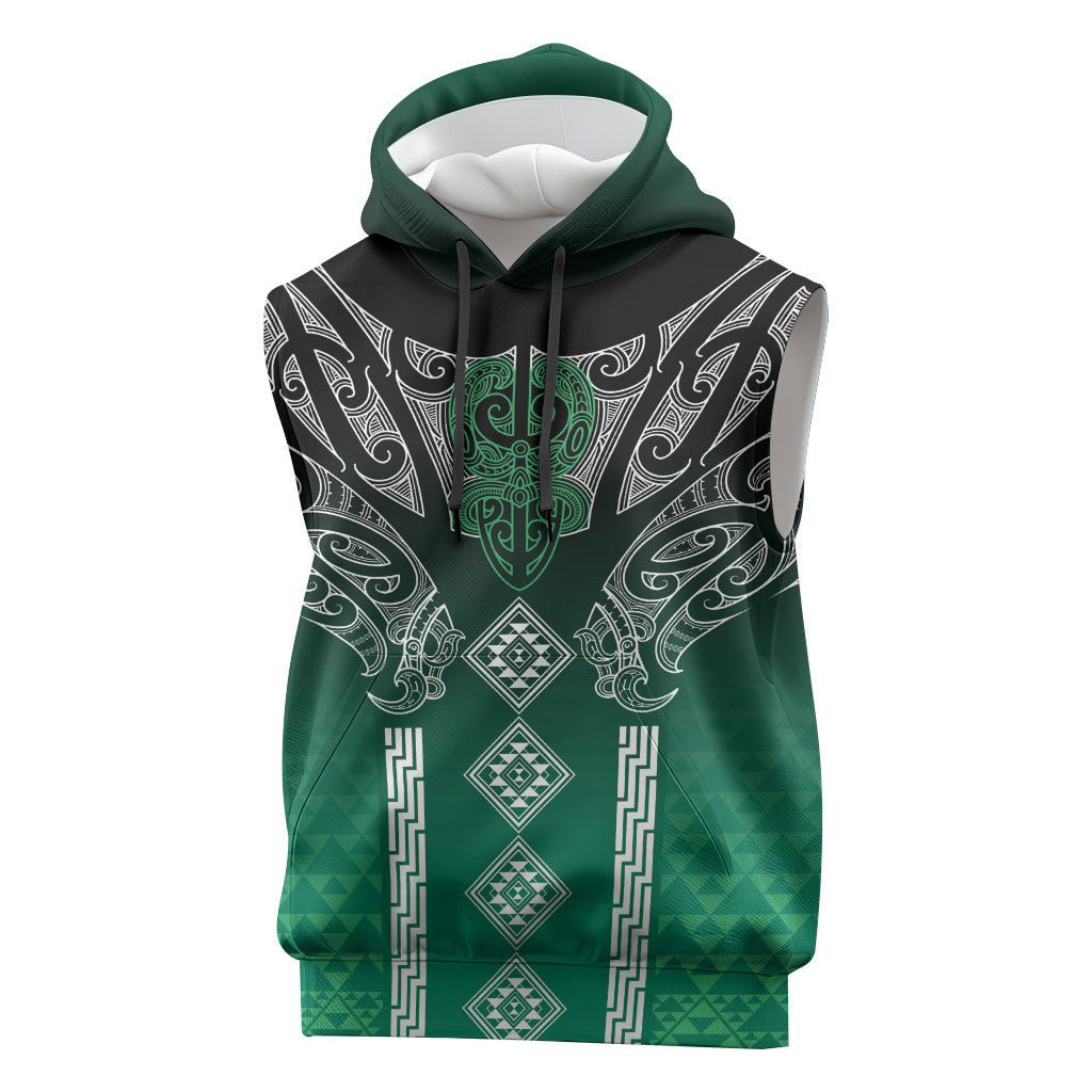 Aotearoa Maori Iwi Heritage Sleeveless Hoodie Ngai Tahu Pounamu Green