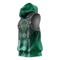 Aotearoa Maori Iwi Heritage Sleeveless Hoodie Ngai Tahu Pounamu Green