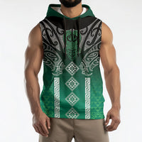 Aotearoa Maori Iwi Heritage Sleeveless Hoodie Ngai Tahu Pounamu Green
