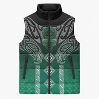 Aotearoa Maori Iwi Heritage Sleeveless Puffer Jacket Ngai Tahu Pounamu Green