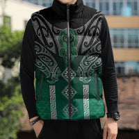 Aotearoa Maori Iwi Heritage Sleeveless Puffer Jacket Ngai Tahu Pounamu Green