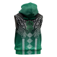 Aotearoa Maori Iwi Heritage Sleeveless Zip Hoodie Ngai Tahu Pounamu Green