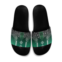 Aotearoa Maori Iwi Heritage Slide Sandals Ngai Tahu Pounamu Green