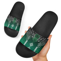 Aotearoa Maori Iwi Heritage Slide Sandals Ngai Tahu Pounamu Green