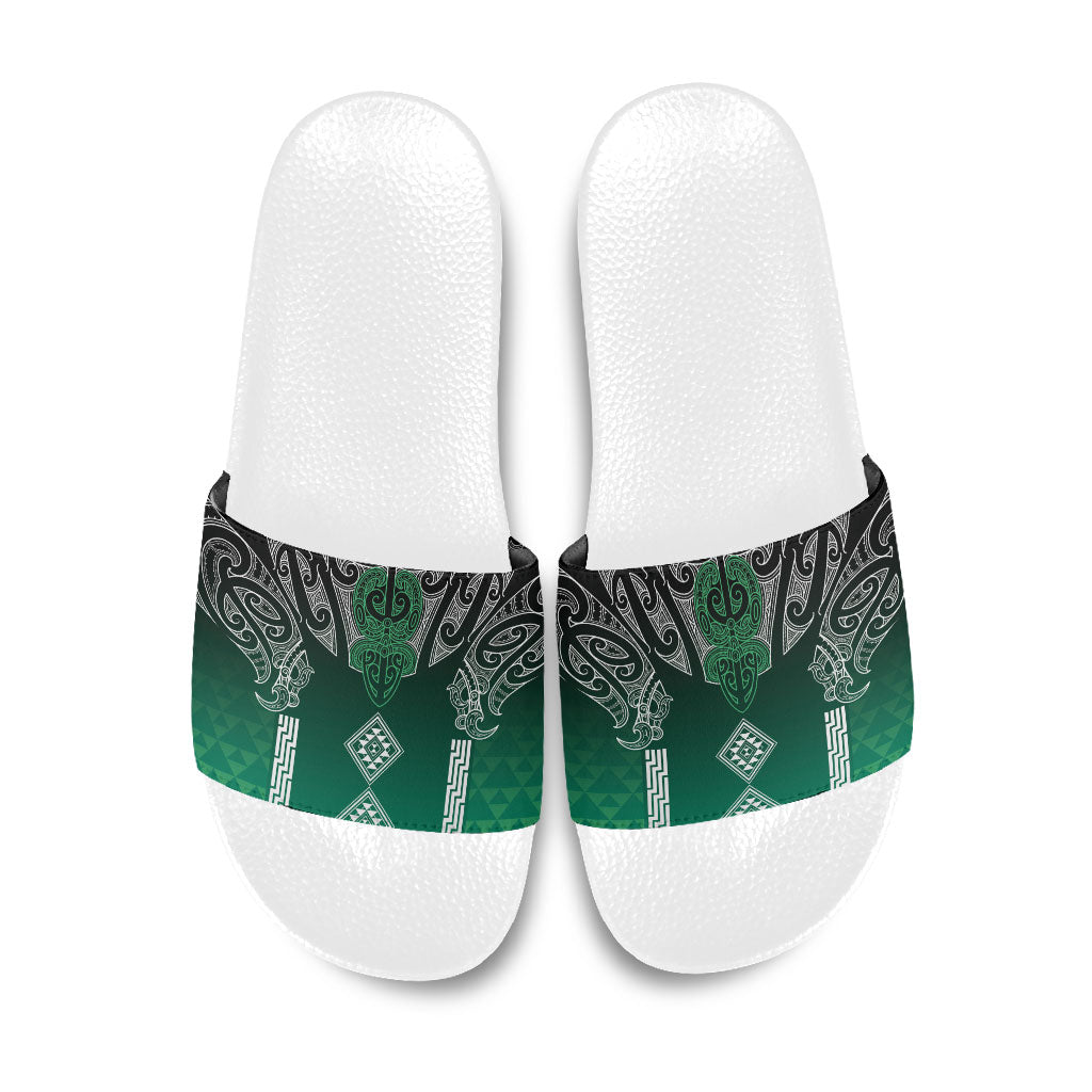 Aotearoa Maori Iwi Heritage Slide Sandals Ngai Tahu Pounamu Green