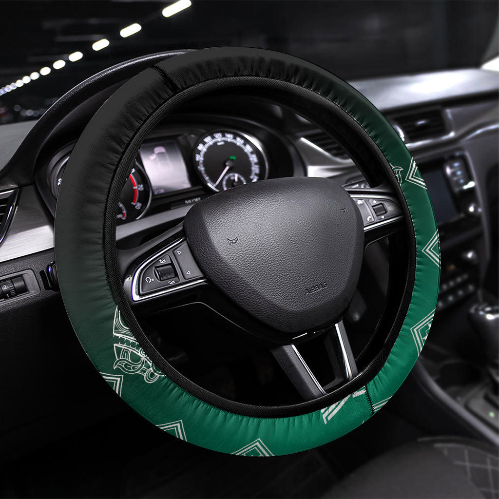 Aotearoa Maori Iwi Heritage Steering Wheel Cover Ngai Tahu Pounamu Green