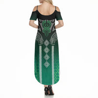 Aotearoa Maori Iwi Heritage Summer Maxi Dress Ngai Tahu Pounamu Green