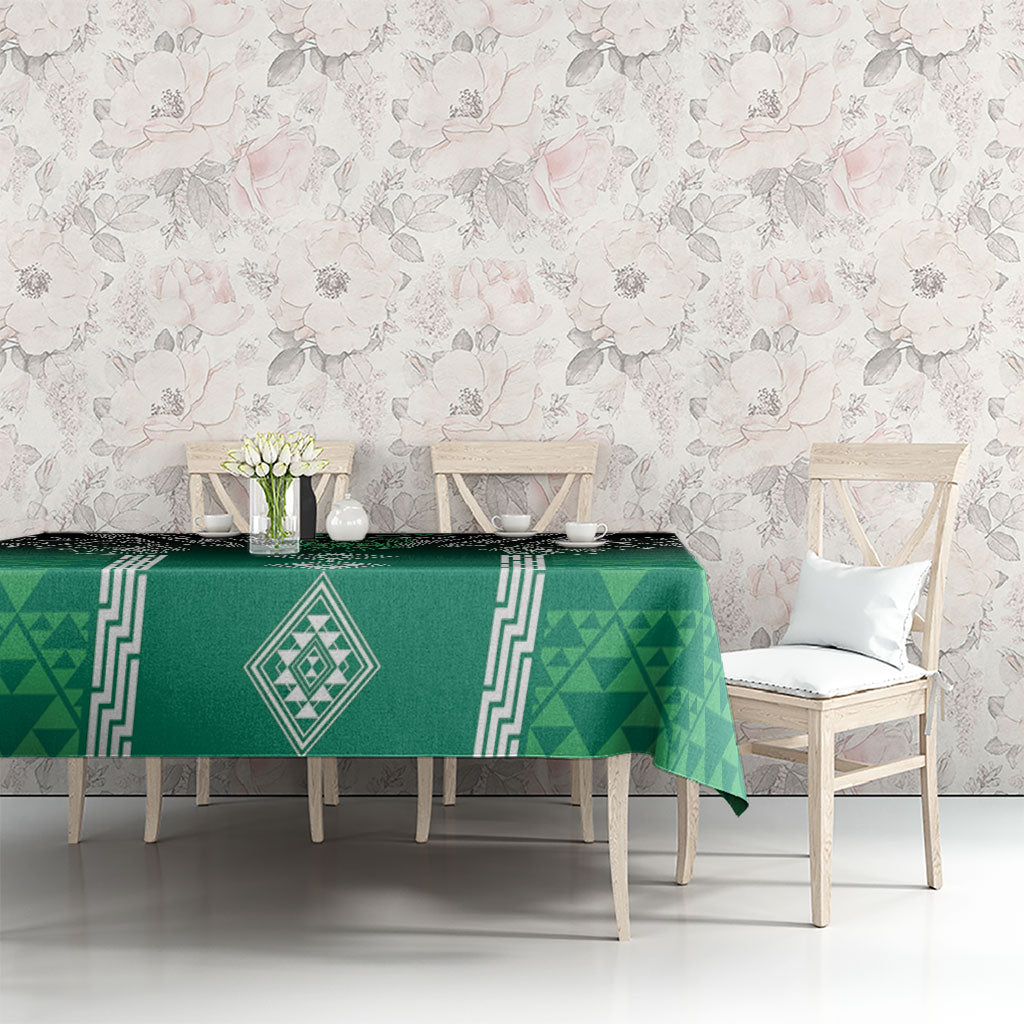 Aotearoa Maori Iwi Heritage Tablecloth Ngai Tahu Pounamu Green