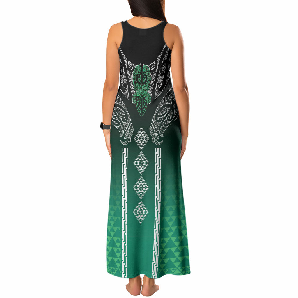 Aotearoa Maori Iwi Heritage Tank Maxi Dress Ngai Tahu Pounamu Green