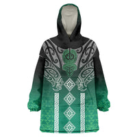Aotearoa Maori Iwi Heritage Wearable Blanket Hoodie Ngai Tahu Pounamu Green