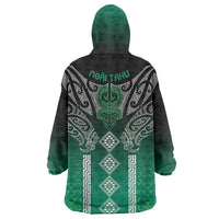 Aotearoa Maori Iwi Heritage Wearable Blanket Hoodie Ngai Tahu Pounamu Green