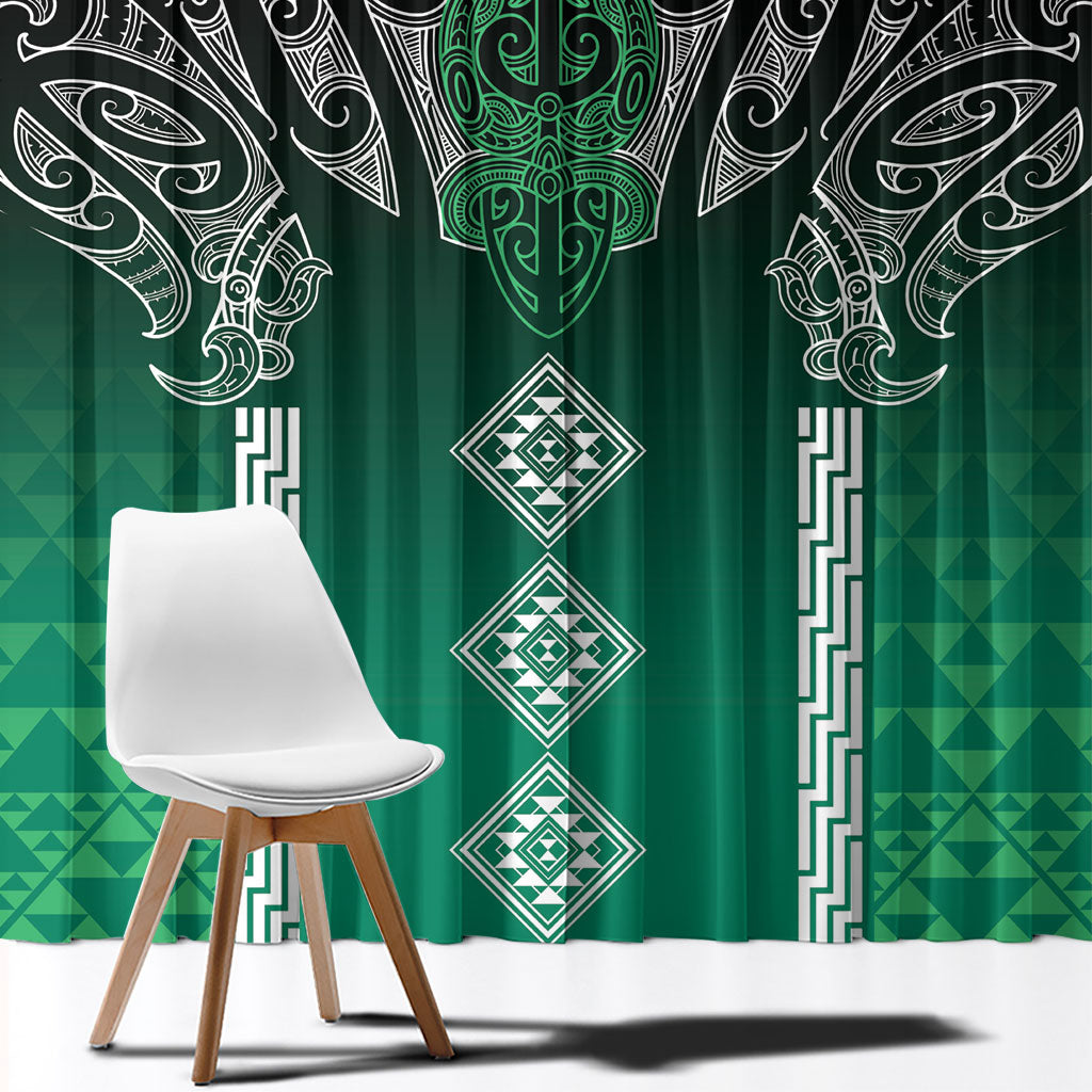 Aotearoa Maori Iwi Heritage Window Curtain Ngai Tahu Pounamu Green