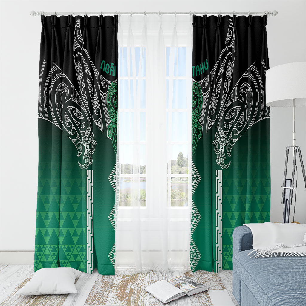 Aotearoa Maori Iwi Heritage Window Curtain Ngai Tahu Pounamu Green