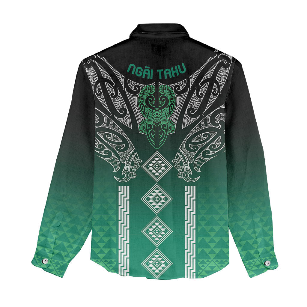 Aotearoa Maori Iwi Heritage Women Casual Shirt Ngai Tahu Pounamu Green