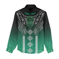 Aotearoa Maori Iwi Heritage Women Casual Shirt Ngai Tahu Pounamu Green