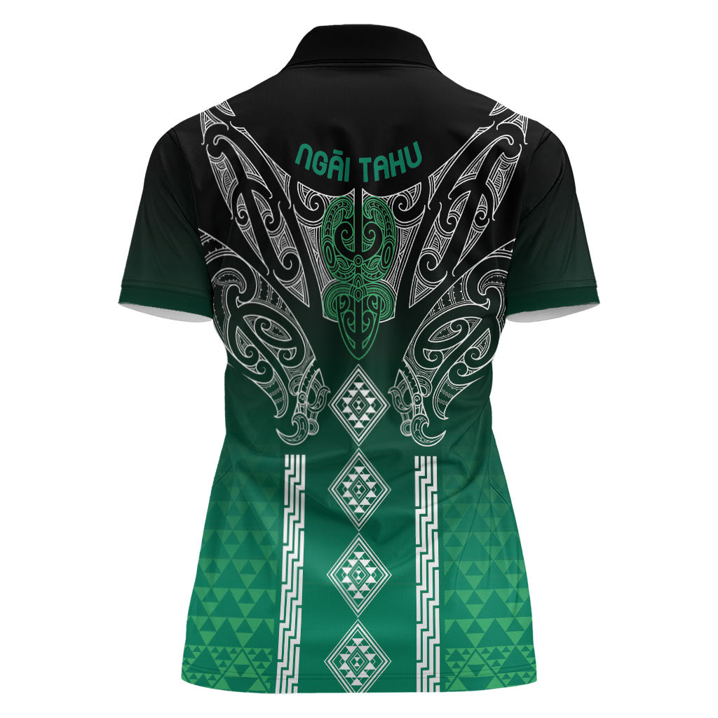 Aotearoa Maori Iwi Heritage Women Polo Shirt Ngai Tahu Pounamu Green