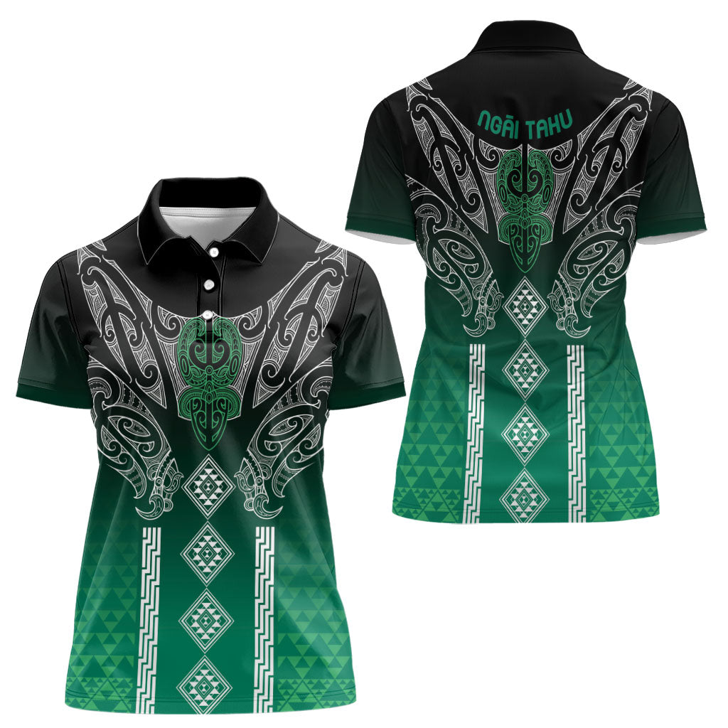 Aotearoa Maori Iwi Heritage Women Polo Shirt Ngai Tahu Pounamu Green