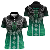 Aotearoa Maori Iwi Heritage Women Polo Shirt Ngai Tahu Pounamu Green