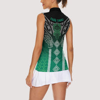 Aotearoa Maori Iwi Heritage Women Sleeveless Polo Shirt Ngai Tahu Pounamu Green