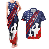 Pearl Harbor Remembrance Day Couples Matching Tank Maxi Dress and Hawaiian Shirt Poppy Mix Style LT7 Navy Blue - Polynesian Pride