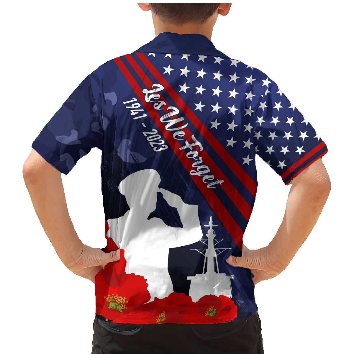 Pearl Harbor Remembrance Day Family Matching Mermaid Dress and Hawaiian Shirt Poppy Mix Style LT7 - Polynesian Pride