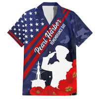 Pearl Harbor Remembrance Day Family Matching Off Shoulder Long Sleeve Dress and Hawaiian Shirt Poppy Mix Style LT7 Dad's Shirt - Short Sleeve Navy Blue - Polynesian Pride