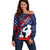Pearl Harbor Remembrance Day Off Shoulder Sweater Poppy Mix Style LT7 Women Navy Blue - Polynesian Pride