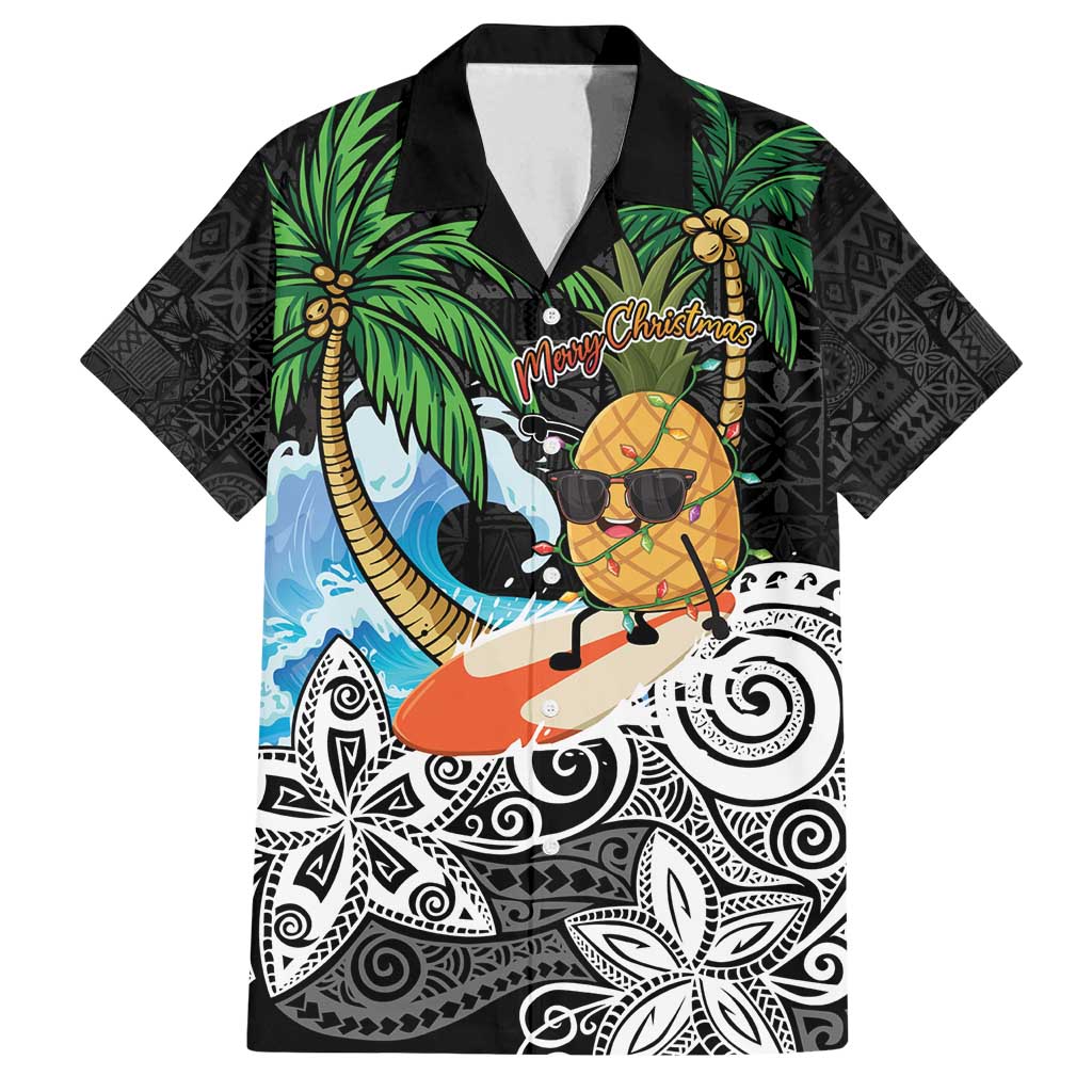 Tropical Christmas Polynesian Family Matching Long Sleeve Bodycon Dress and Hawaiian Shirt Funny Surfing Pineapple LT7 Dad's Shirt - Short Sleeve Black - Polynesian Pride