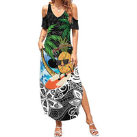 Tropical Christmas Polynesian Family Matching Summer Maxi Dress and Hawaiian Shirt Funny Surfing Pineapple