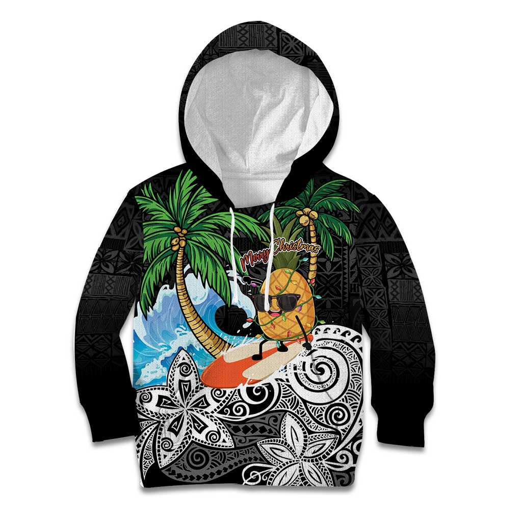 Tropical Christmas Polynesian Kid Hoodie Funny Surfing Pineapple LT7 Hoodie Black - Polynesian Pride