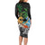 Tropical Christmas Polynesian Long Sleeve Bodycon Dress Funny Surfing Pineapple