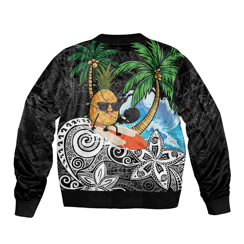 Tropical Christmas Polynesian Sleeve Zip Bomber Jacket Funny Surfing Pineapple LT7 - Polynesian Pride
