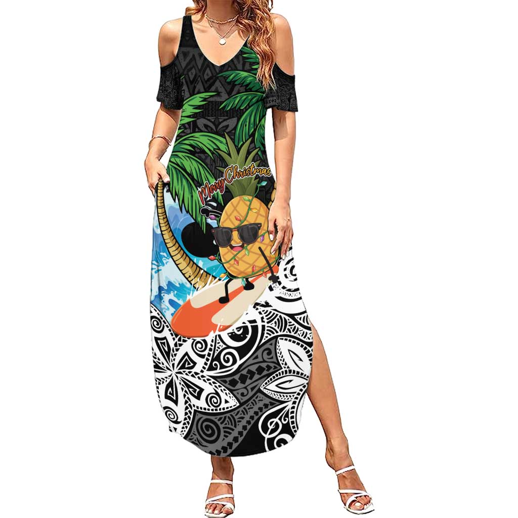 funny summer dress Tropical Christmas Polynesian Summer Maxi Dress Funny Surfing Pineappl