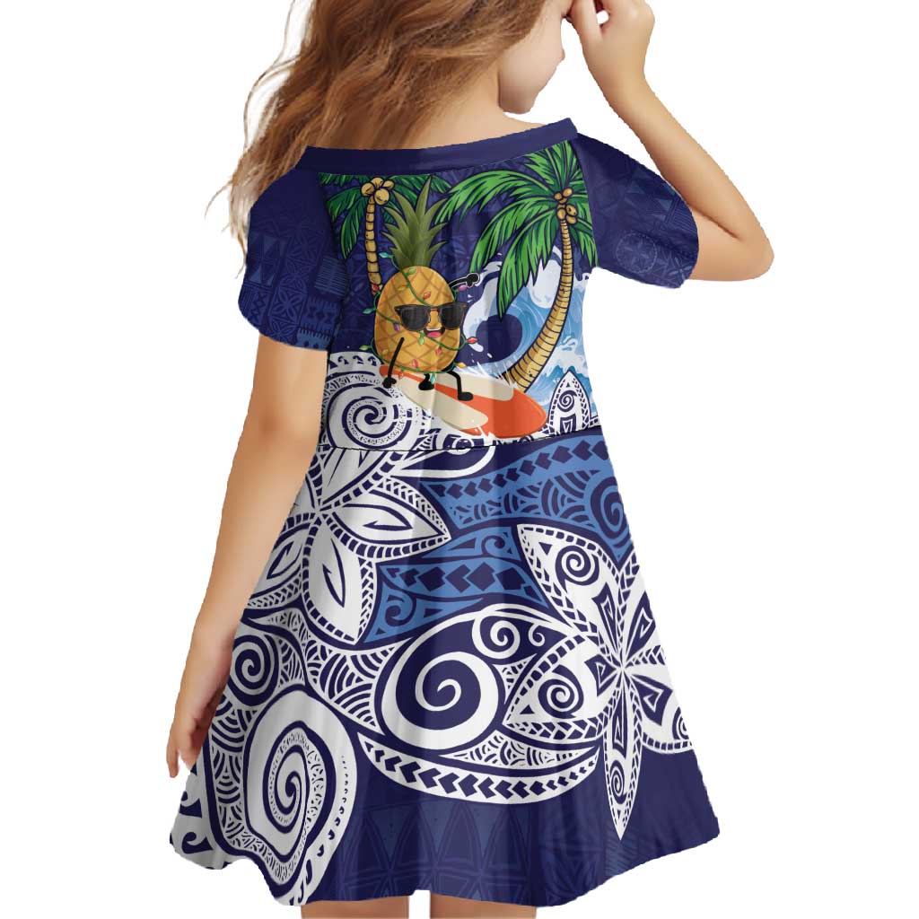 Tropical Christmas Polynesian Family Matching Mermaid Dress and Hawaiian Shirt Funny Surfing Pineapple Blue LT7 - Polynesian Pride