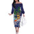 Tropical Christmas Polynesian Family Matching Off The Shoulder Long Sleeve Dress and Hawaiian Shirt Funny Surfing Pineapple Blue
